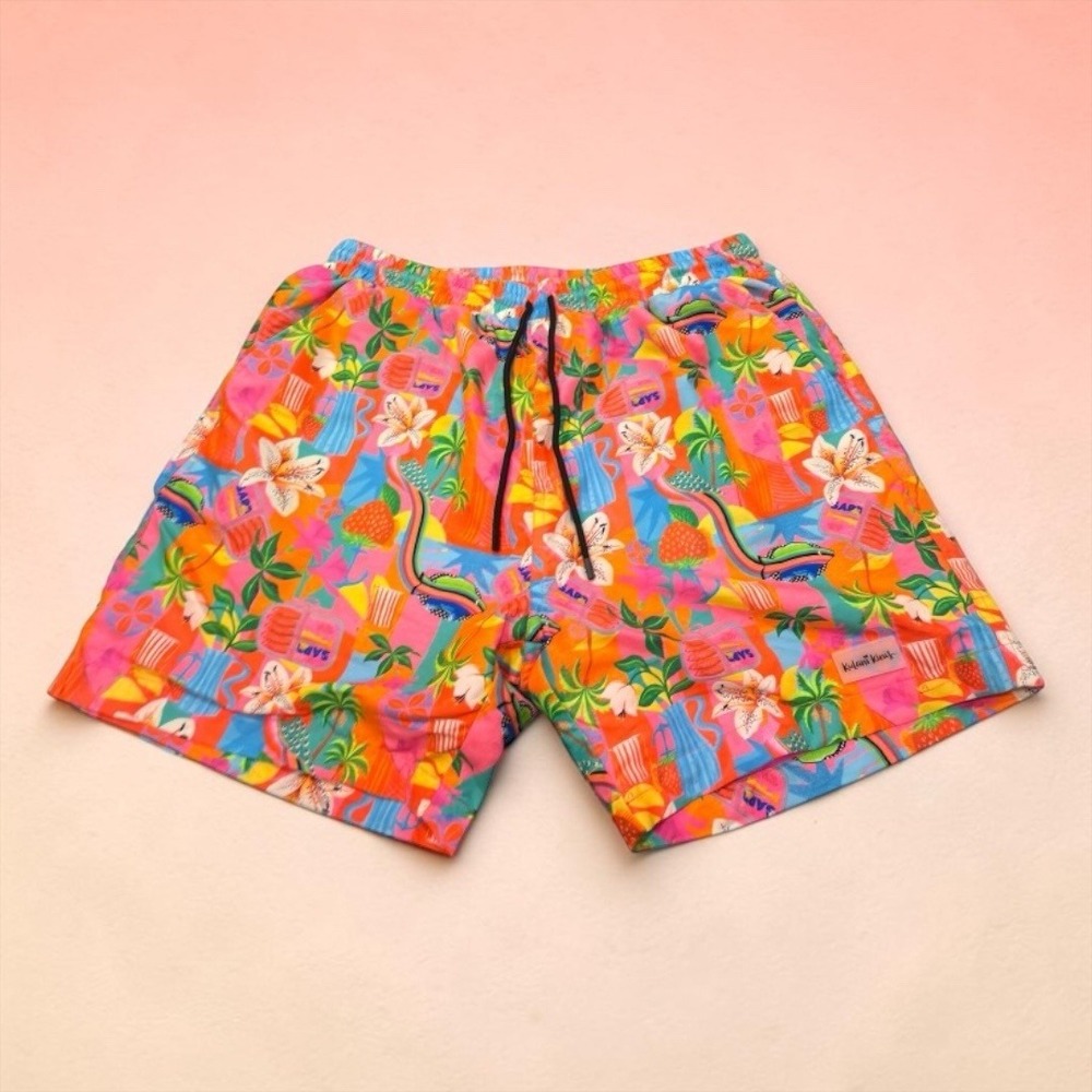 Kulani Kinis Swim Trunks Mens Medium Multicolor Tropical Floral Board Shorts